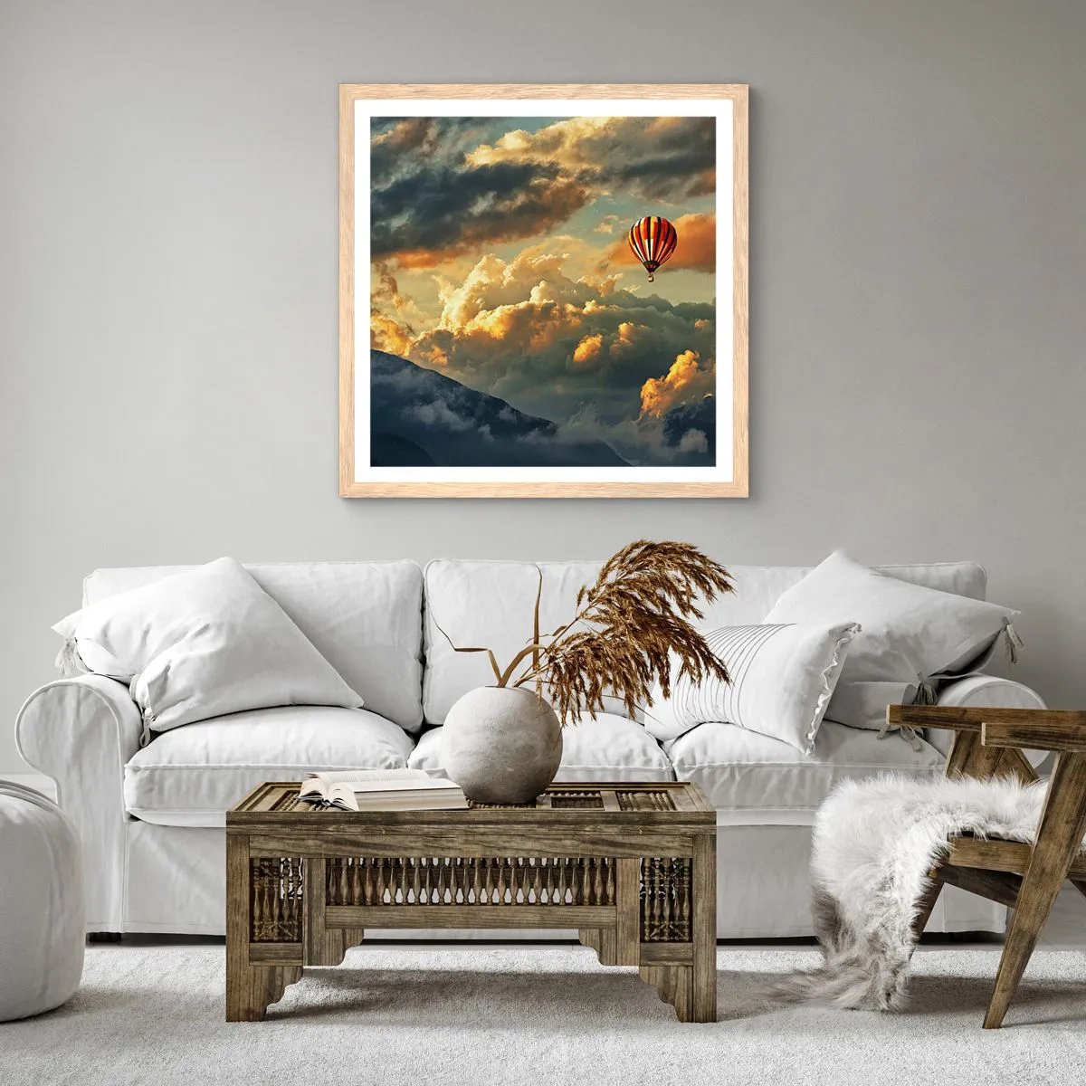 Plakát v rámu světlý dub - Letím, protože chci - 60x60 cm