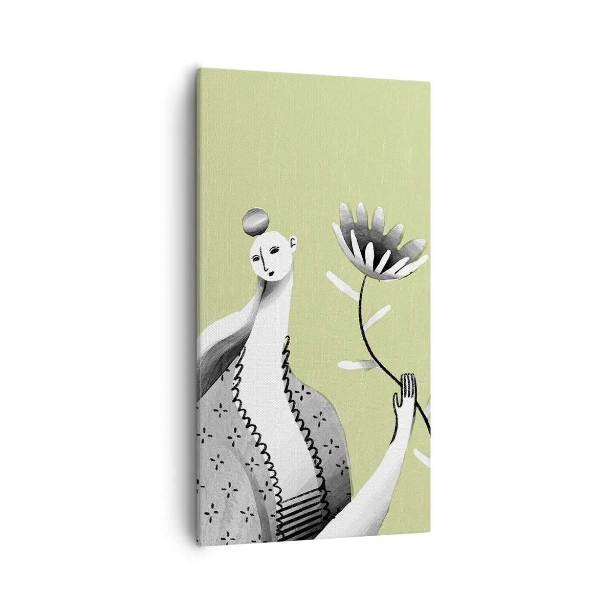 Obraz na plátně - Modernistický portrét – držící květinu - 55x100 cm