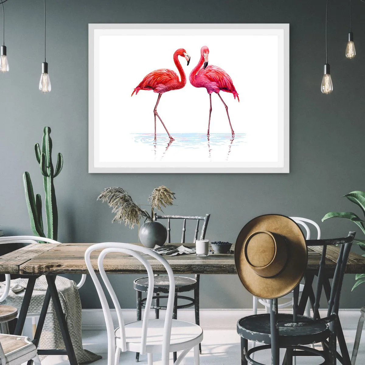 Plakát v bílém rámu - Růžové rendez-vous - 70x50 cm