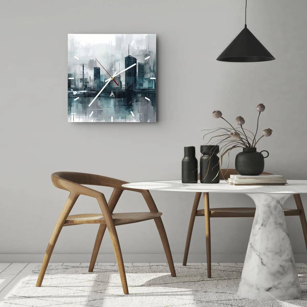Nástěnné hodiny - Město v barvě deště - 40x40 cm