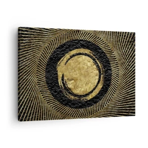 Obraz na plátně - Geometrická kompozice v černé a zlaté barvě s paprsky - 70x50cm - Glamour kompozice - Moderní nástěnná dekorace do obývacího pokoje a ložnice ARTTOR