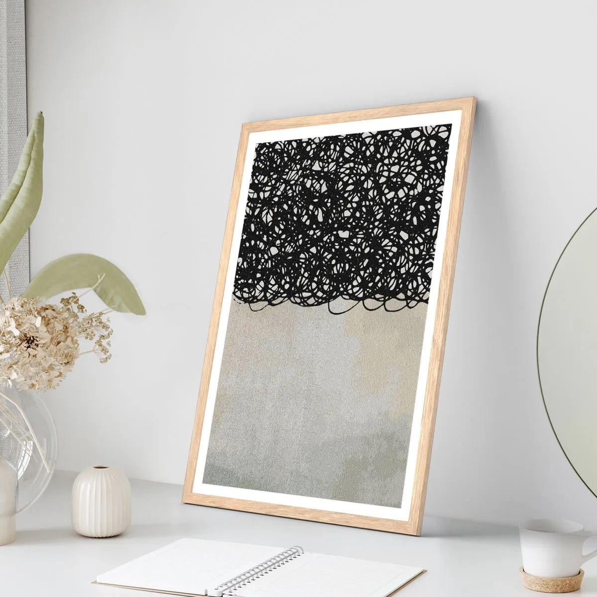 Plakát v rámu světlý dub - Vířící abstrakce - 61x91 cm