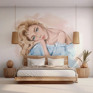 Fototapeta Premium Canvas - Zasněná v modré - Žena, Móda, Grafika - 200x140 cm