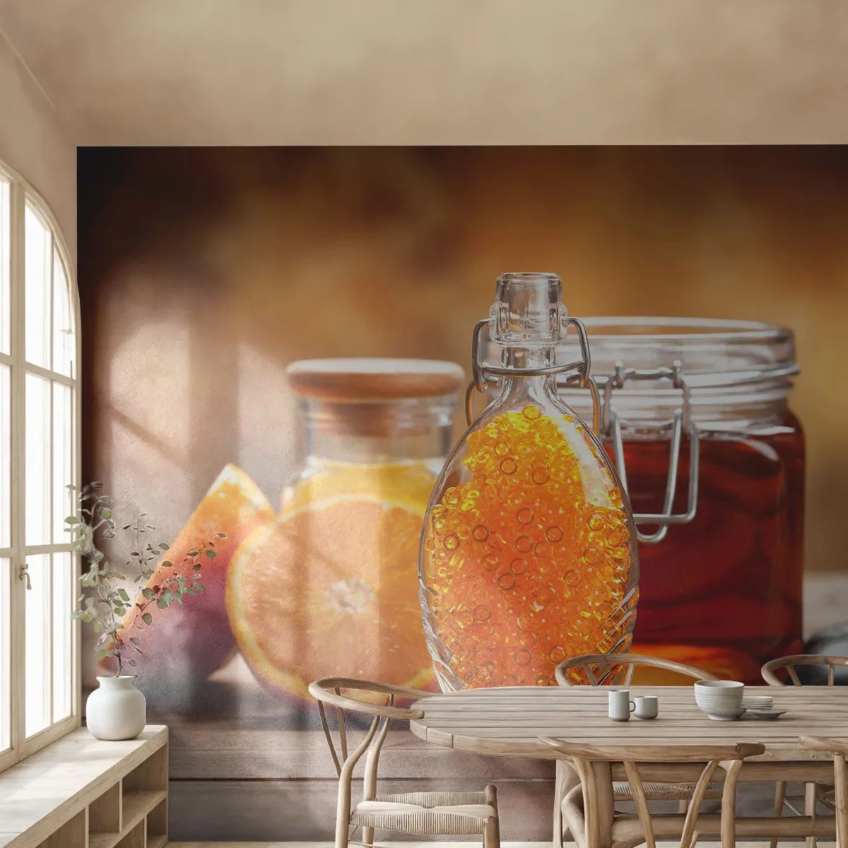 Fototapeta Samolepicí Deluxe Sticker - Sluneční chutě a aromata - Gastronomie, oranžový, Sklenice S Medem - 250x175 cm