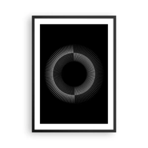 Plakát v černém rámu - Fascinující kompozice světelného kruhu na černém pozadí. - 50x70cm - Černé slunce - Moderní nástěnná dekorace do obývacího pokoje a ložnice ARTTOR