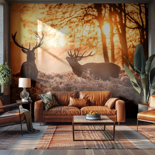 Fototapeta Premium Sand - Sen myslivce - Krajina, Jelen, Lov - 100x70 cm