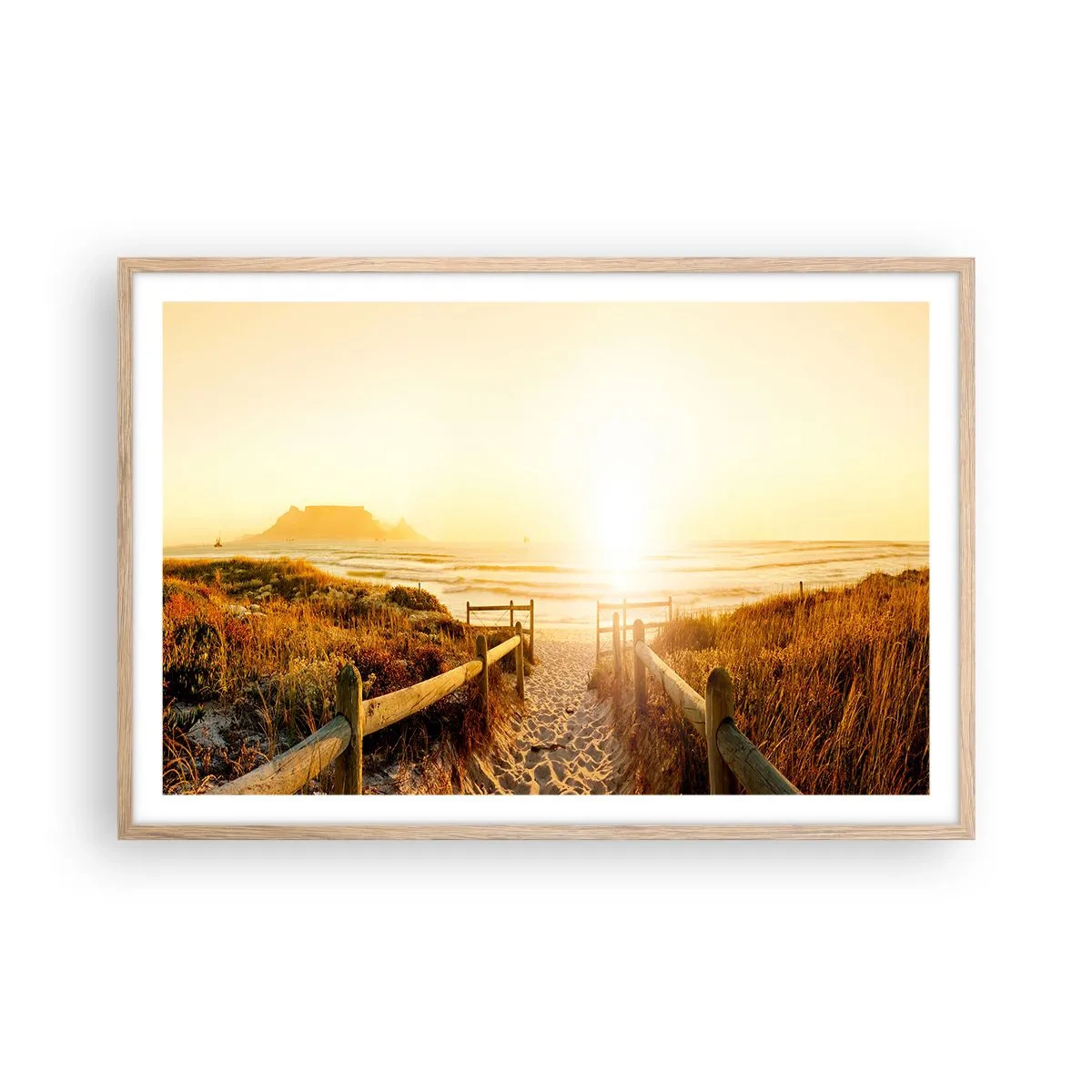 Plakát v rámu světlý dub - Dunami směrem ke slunci - 91x61 cm