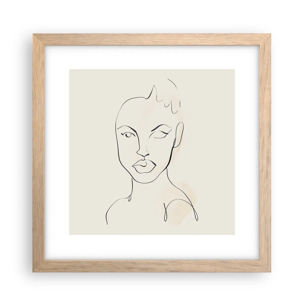 Plakát v rámu světlý dub - Obrys smyslnosti - 30x30 cm