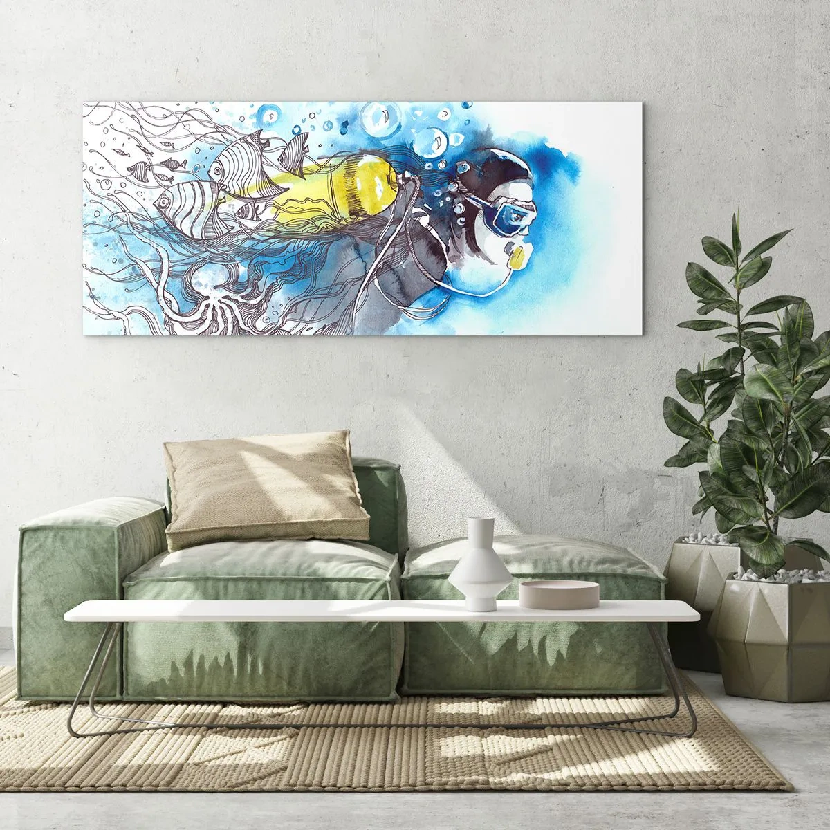 Obraz na skle - Velká modř - 120x50 cm