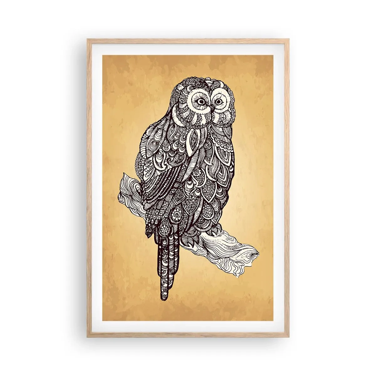 Plakát v rámu světlý dub - Mistrovské ornamenty moudrosti - 61x91 cm
