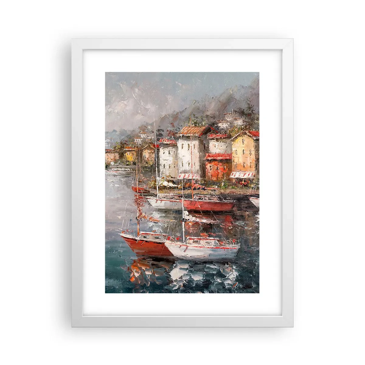Plakát v bílém rámu - Romantický přístav - 30x40 cm