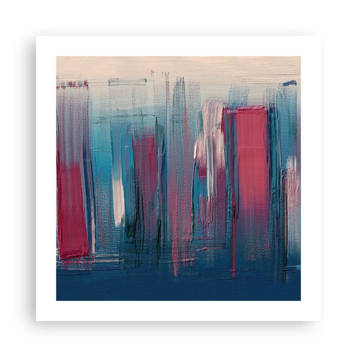 Plakát - Vertikální kompozice v modré a červené - 50x50 cm