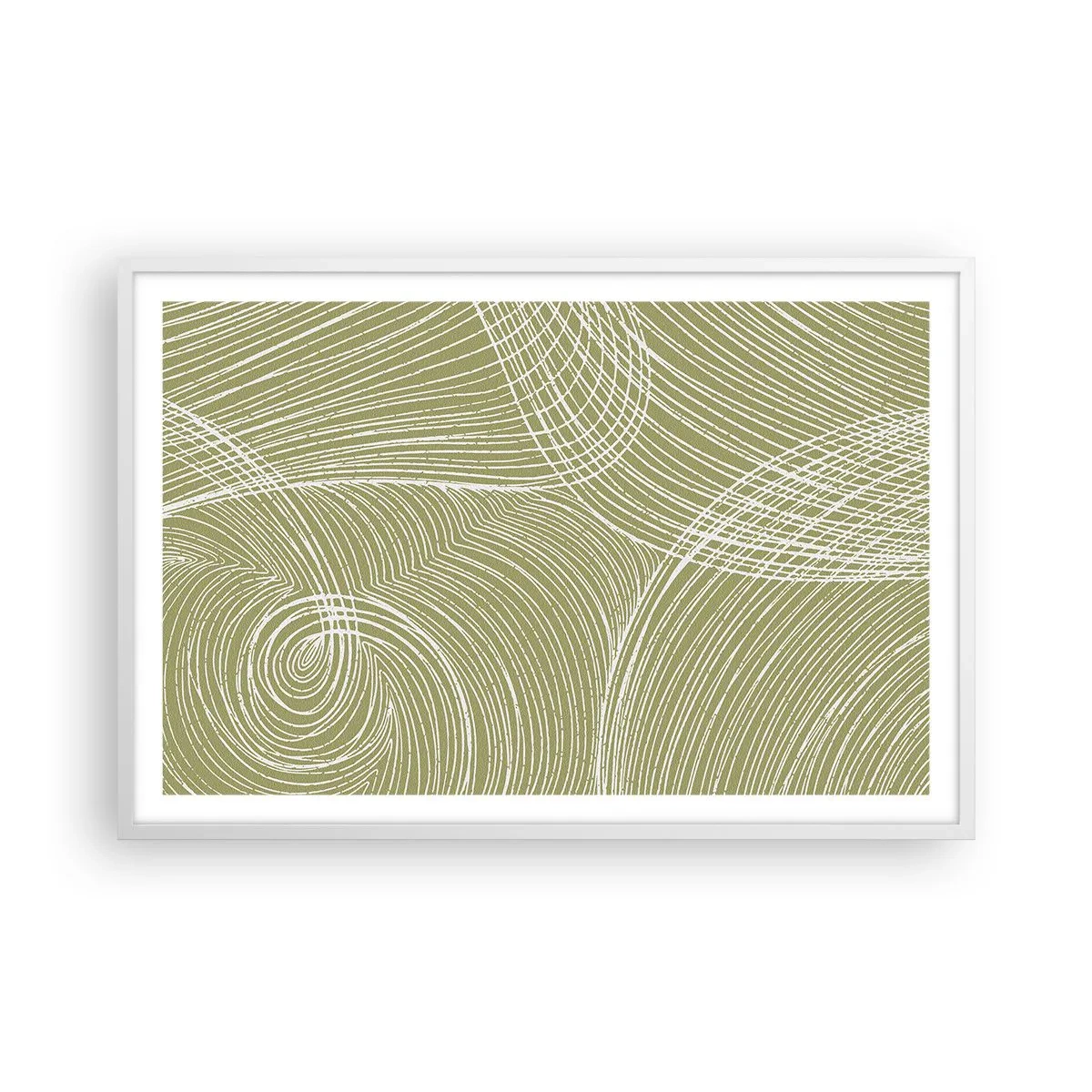 Plakát v bílém rámu - Mistrovská abstrakce v bílé - 91x61 cm