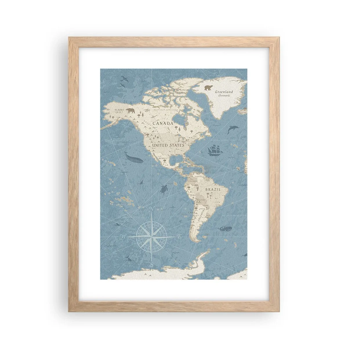Plakát v rámu světlý dub - Svět na dosah ruky - 30x40 cm