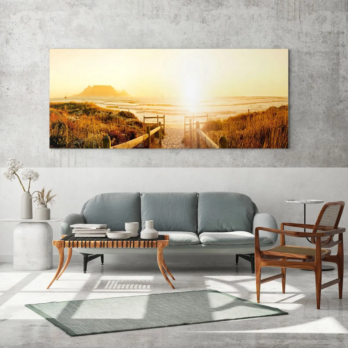 Obraz na skle - Dunami směrem ke slunci - 100x40 cm