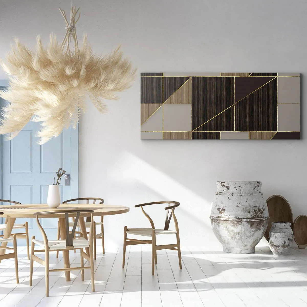 Obraz na plátně - Mozaika hnědé a zlaté - 100x40 cm