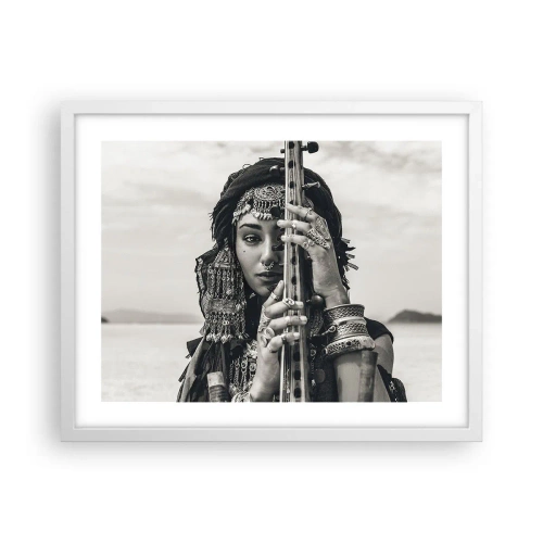 Plakát v bílém rámu - Samotná hudba orientu - 50x40 cm