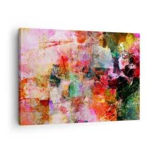 Obraz na plátně - Abstraktní kompozice s dominantními růžovými a červenými tóny. - 70x50cm - Cesta růžovou - Moderní nástěnná dekorace do obývacího pokoje a ložnice ARTTOR