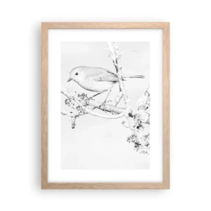 Plakát v rámu světlý dub - Zimní ráno - 30x40 cm