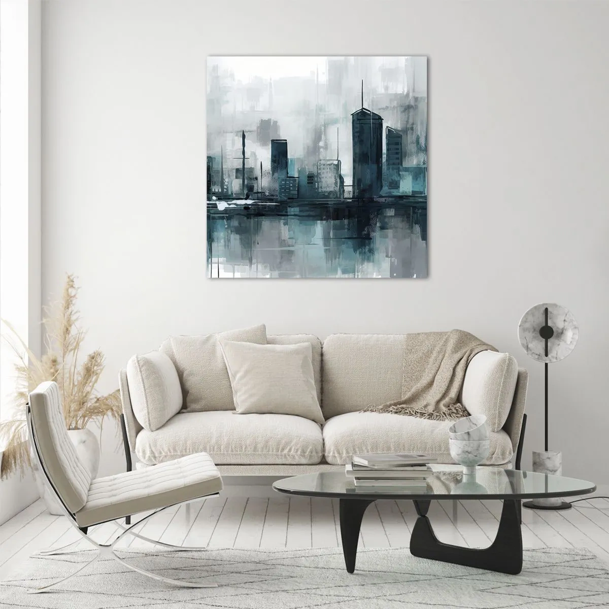 Obraz na skle - Město v barvě deště - 60x60 cm