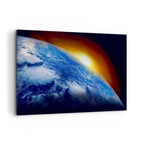Obraz na plátně - Východ slunce nad modrou planetou - 120x80 cm
