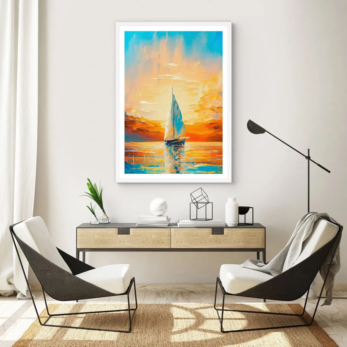 Plakát v bílém rámu - Plavba ve zlatě - 61x91 cm