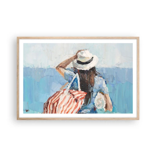 Plakát v rámu světlý dub - Vítej na dovolené - 91x61 cm