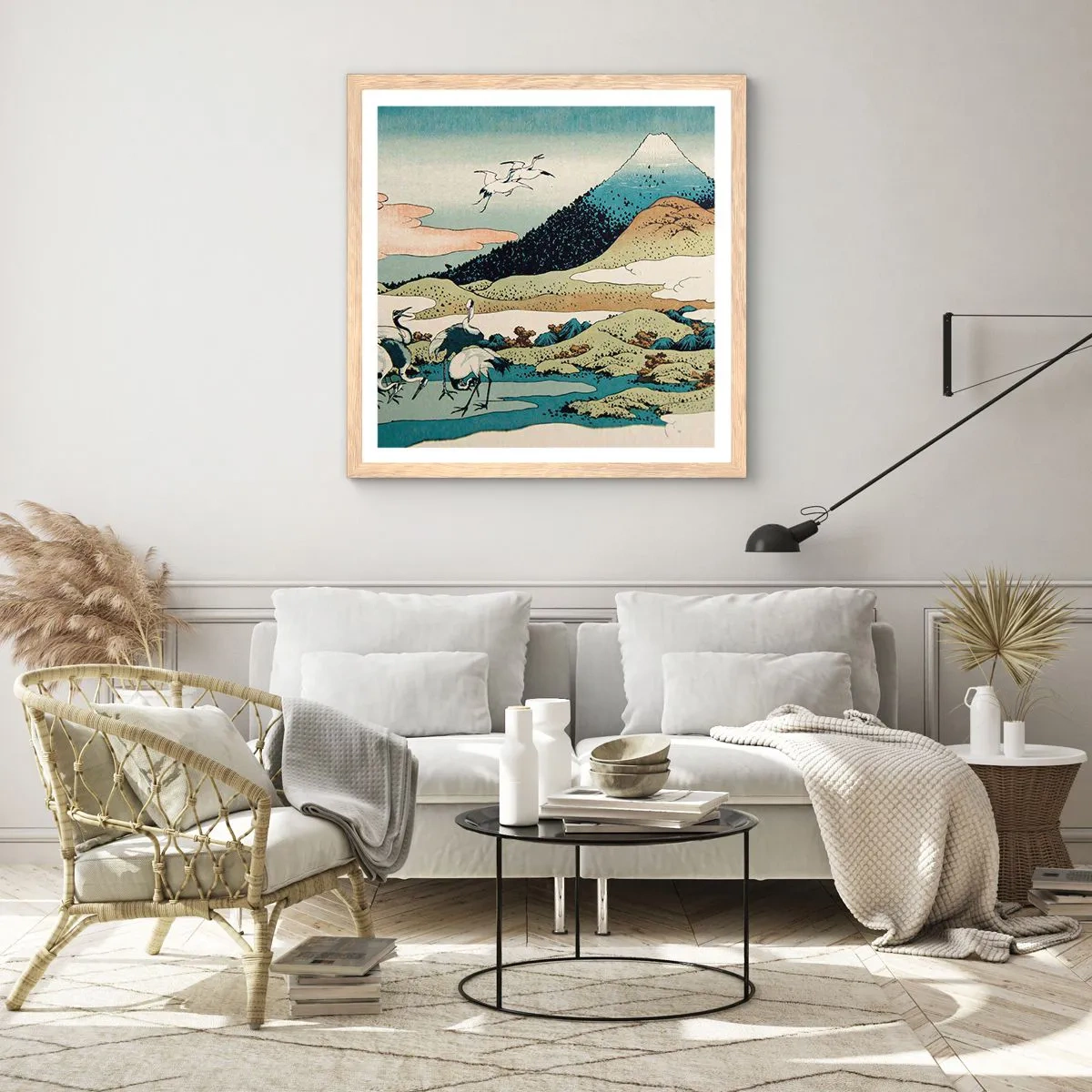 Plakát v rámu světlý dub - V japonském duchu - 60x60 cm