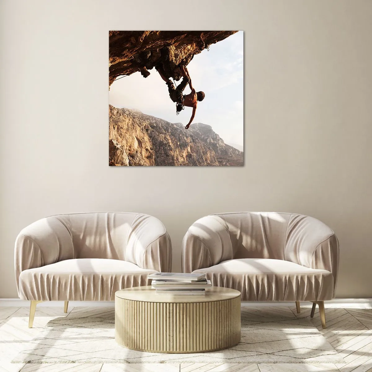 Obraz na skle - Svět smrsknutý v ruce na sesuvu balvanu - 50x50 cm