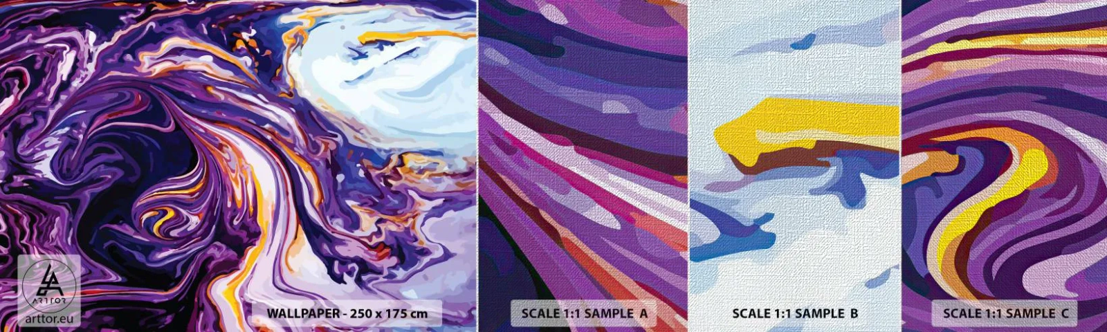 Vzor Fototapety Premium Canvas - Záhyb prostoru ve fialové - Abstrakce, Kus, Moderní vzor - 100x30 cm