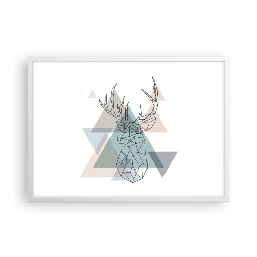 Plakát v bílém rámu - V geometrickém lese - 70x50 cm