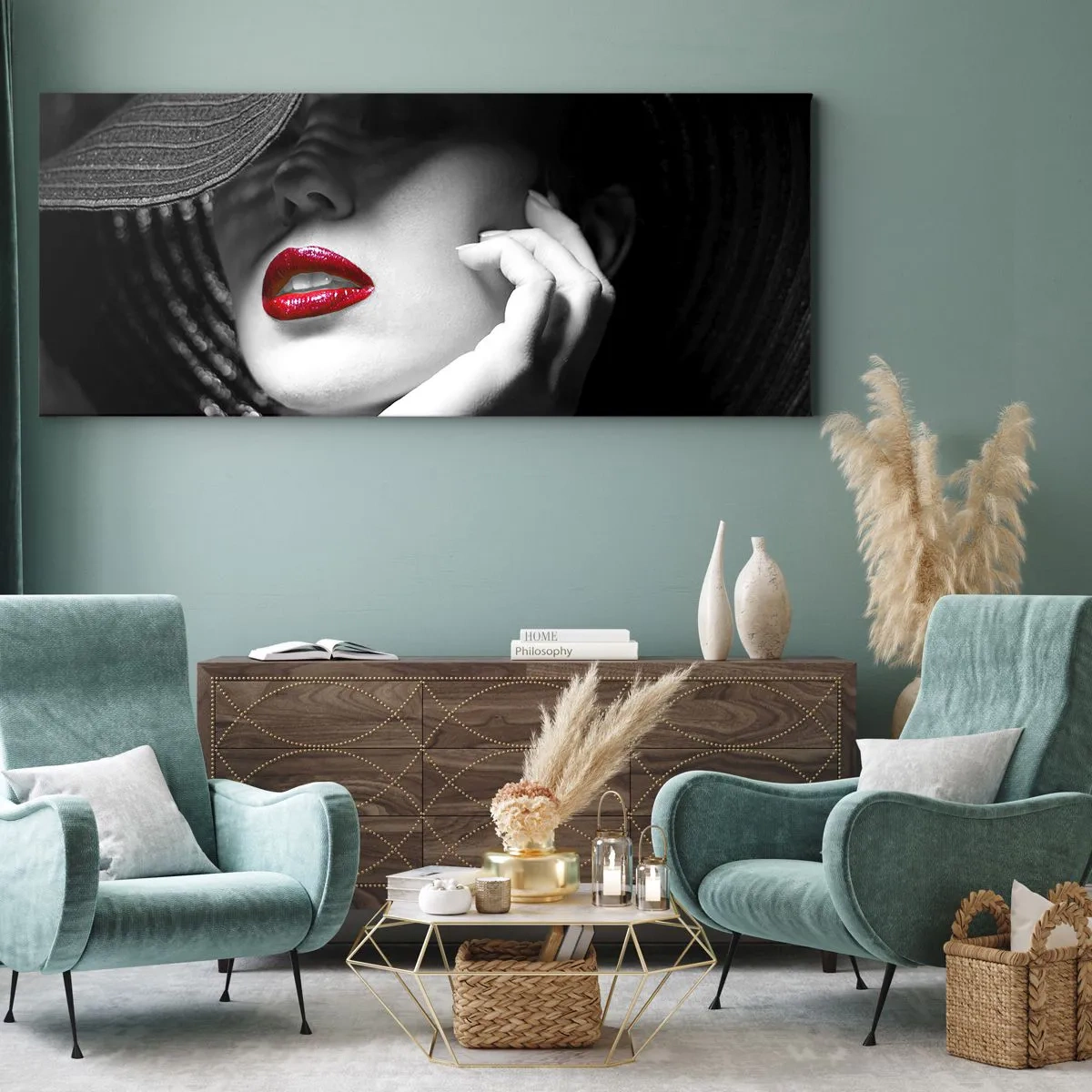 Obraz na plátně - Studie v šarlatové - 100x40 cm