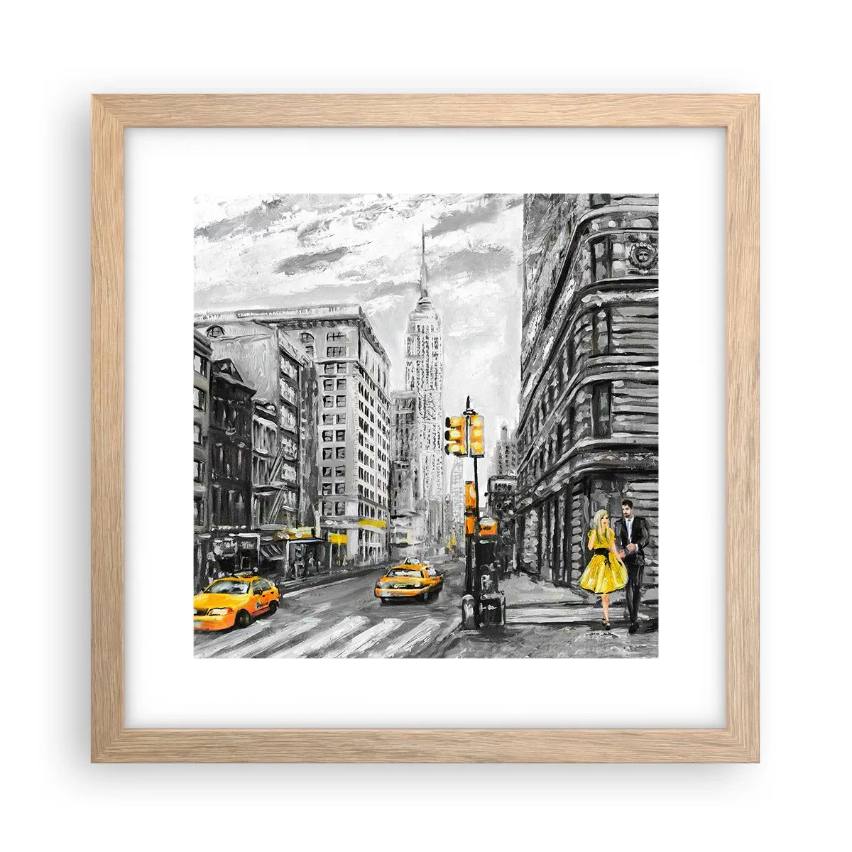 Plakát v rámu světlý dub - Newyorský příběh - 30x30 cm