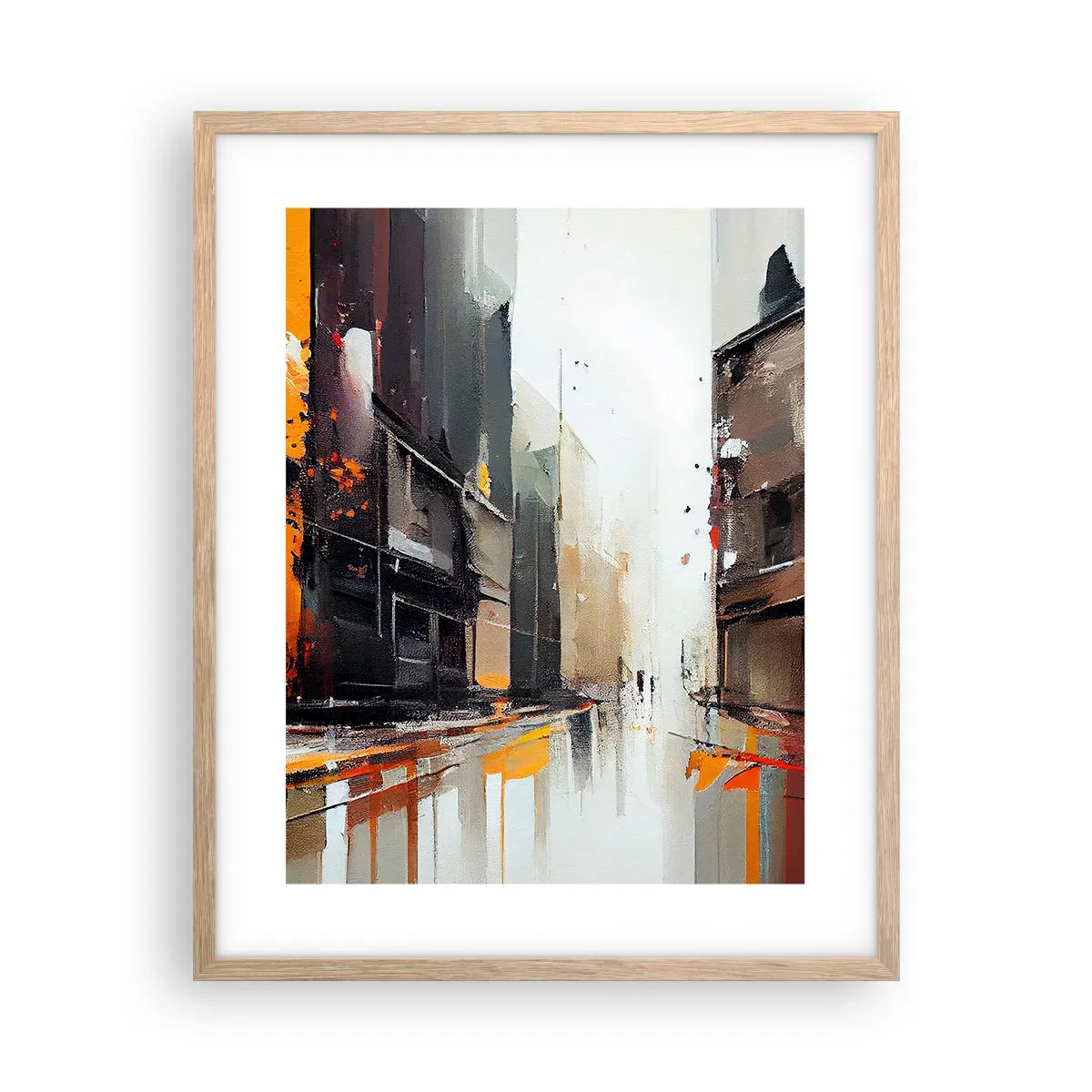 Plakát v rámu světlý dub - Deštivý den - 40x50 cm