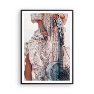 Plakát v černém rámu - Květinové děti na cestě - 70x100 cm