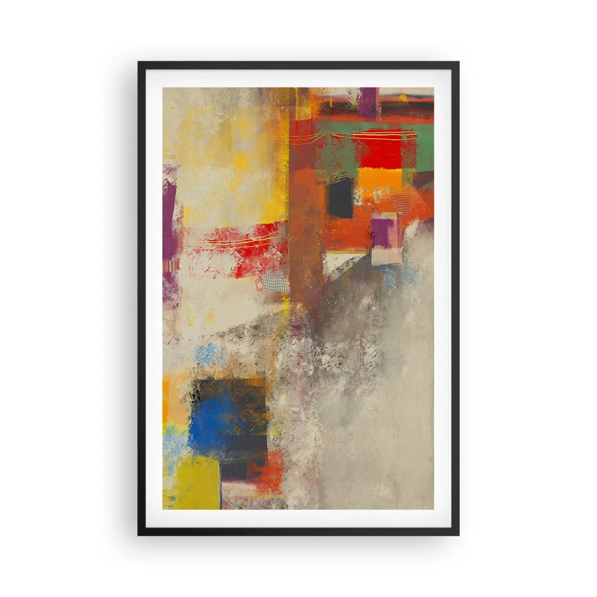 Plakát v černém rámu - Geometrie barev - 61x91 cm