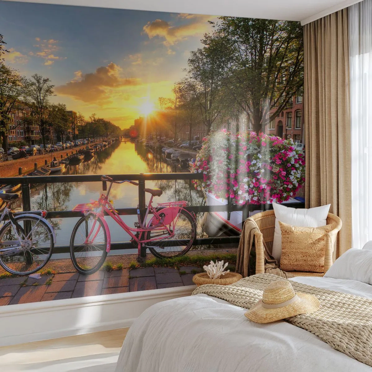 Fototapeta Samolepicí Deluxe Sticker - Jarní ráno v Amsterdamu - Město, Amsterdam, Architektura - 250x175 cm