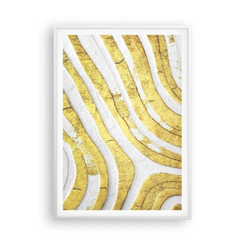 Plakát v bílém rámu - Kompozice v bílé a zlaté - 70x100 cm