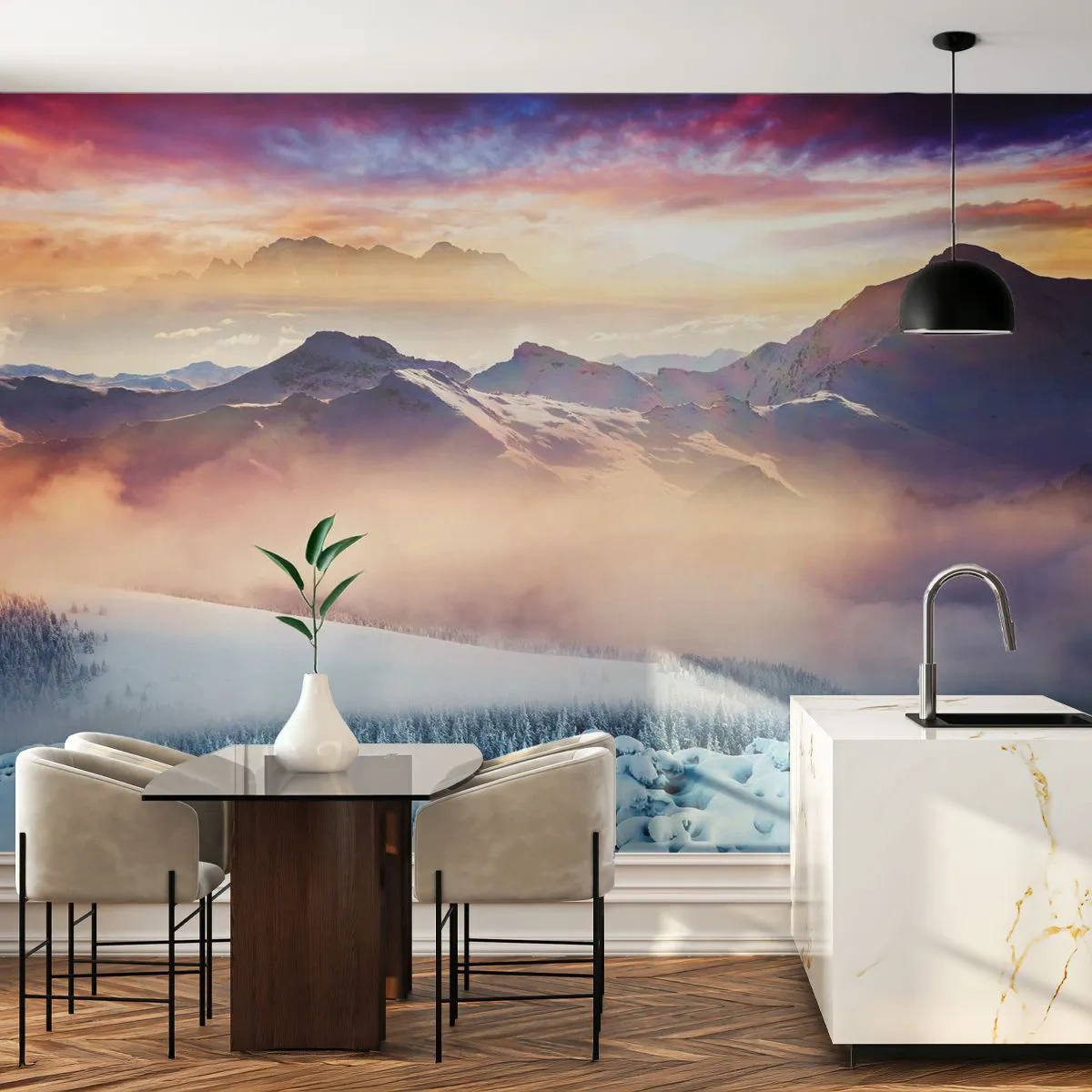 Fototapeta Samolepicí Deluxe Sticker - Síla a čistota přírody - Krajina, hory, Zima - 250x175 cm