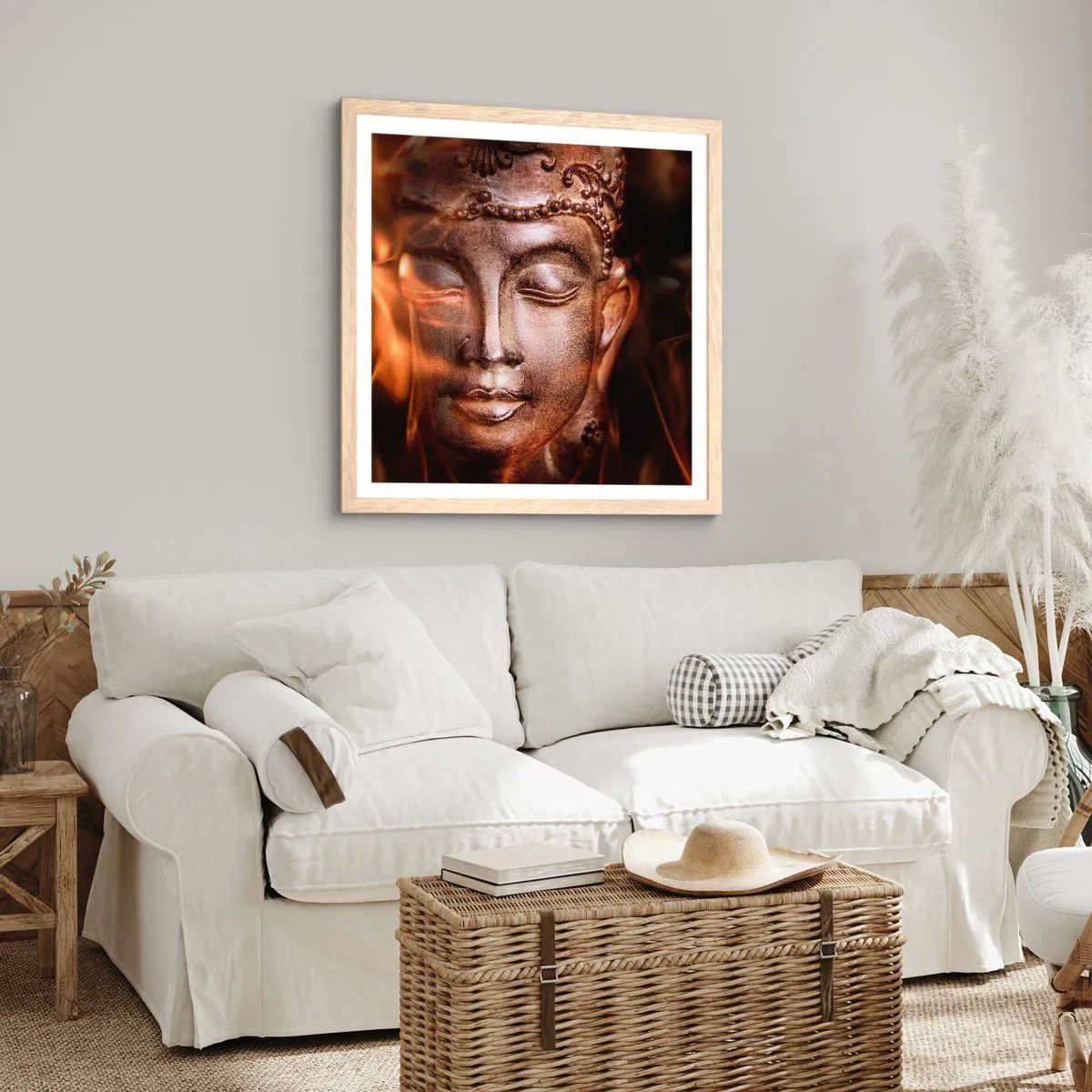 Plakát v rámu světlý dub - Existuje pouze zde a nyní - 60x60 cm