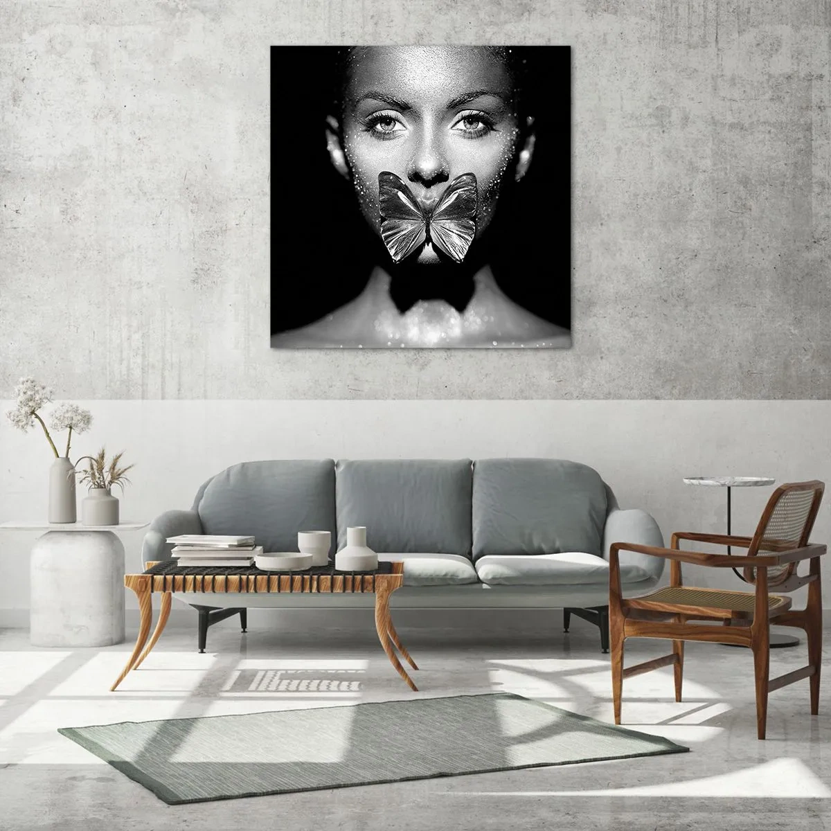 Obraz na skle - Motýlí polibek - 40x40 cm