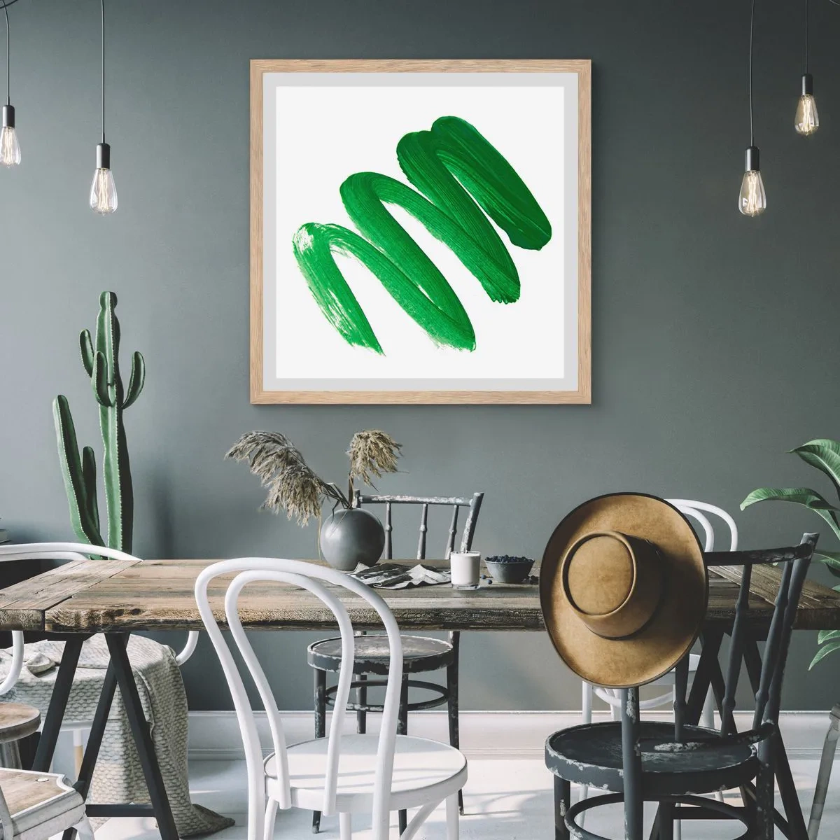 Plakát v rámu světlý dub - Zelený žert - 30x30 cm