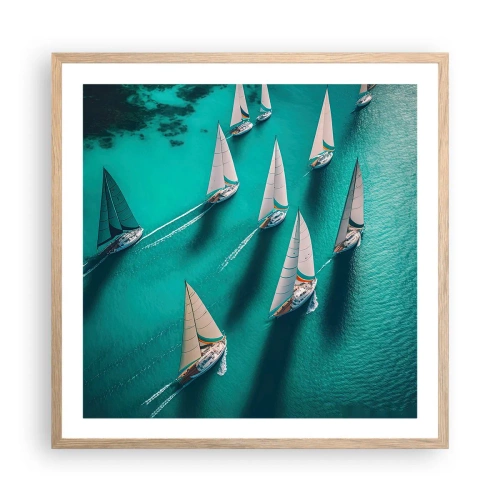 Plakát v rámu světlý dub - Zápasení s větrem - 60x60 cm
