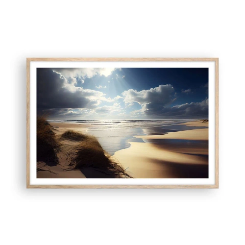 Plakát v rámu světlý dub - Pláž, divoká pláž - 91x61 cm