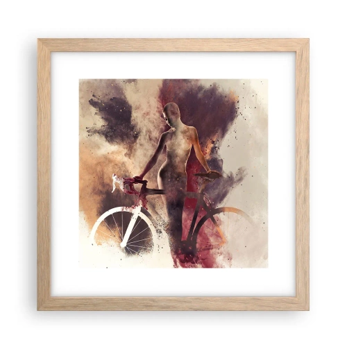 Plakát v rámu světlý dub - Cyklistická duše v mramorových tvarech - 30x30 cm
