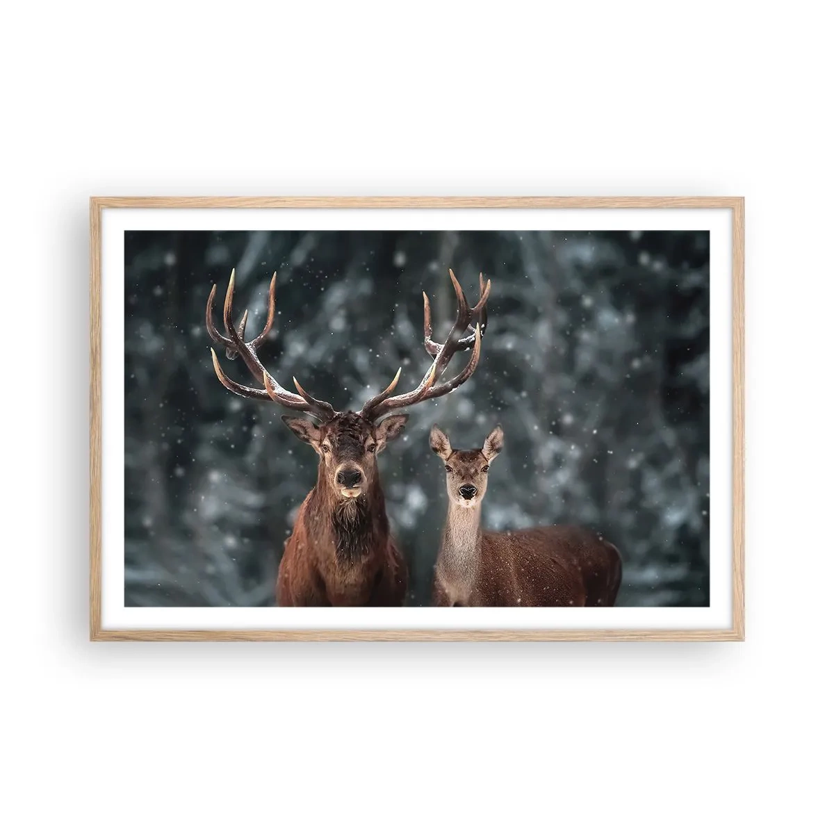 Plakát v rámu světlý dub - Pán lesa se svou ženou - 91x61 cm