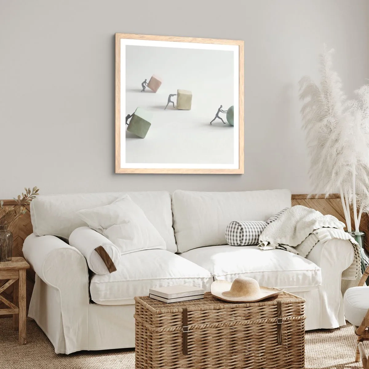 Plakát v rámu světlý dub - Život samotný - 60x60 cm