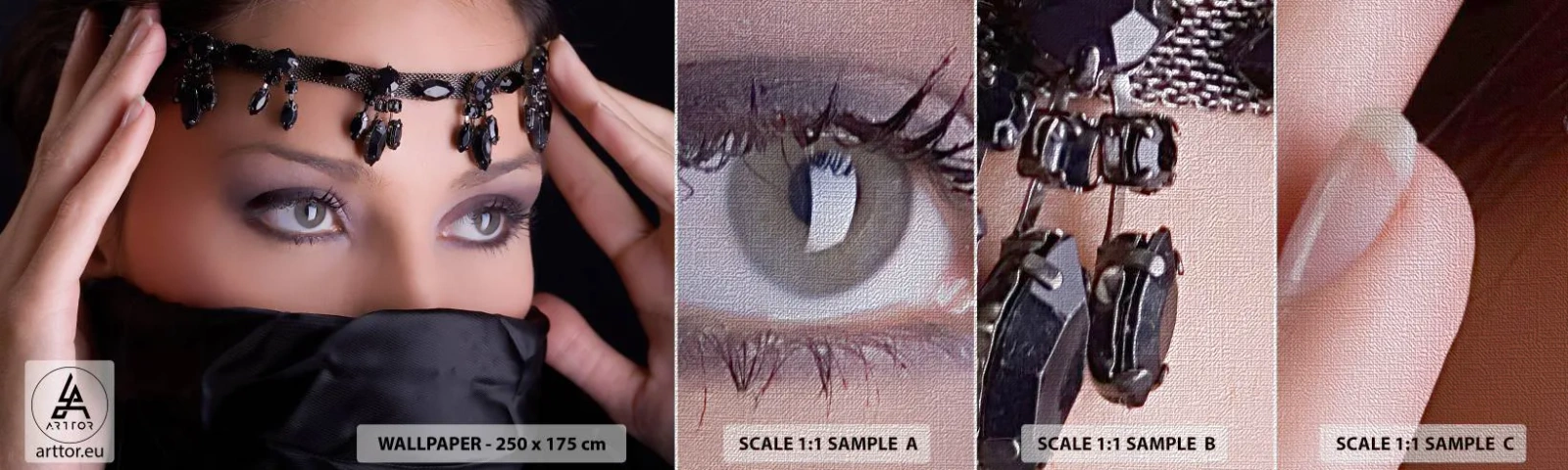 Vzor Fototapety Premium Canvas - Orientální svůdné tajemství - Žena, Oči, Kultura - 100x30 cm