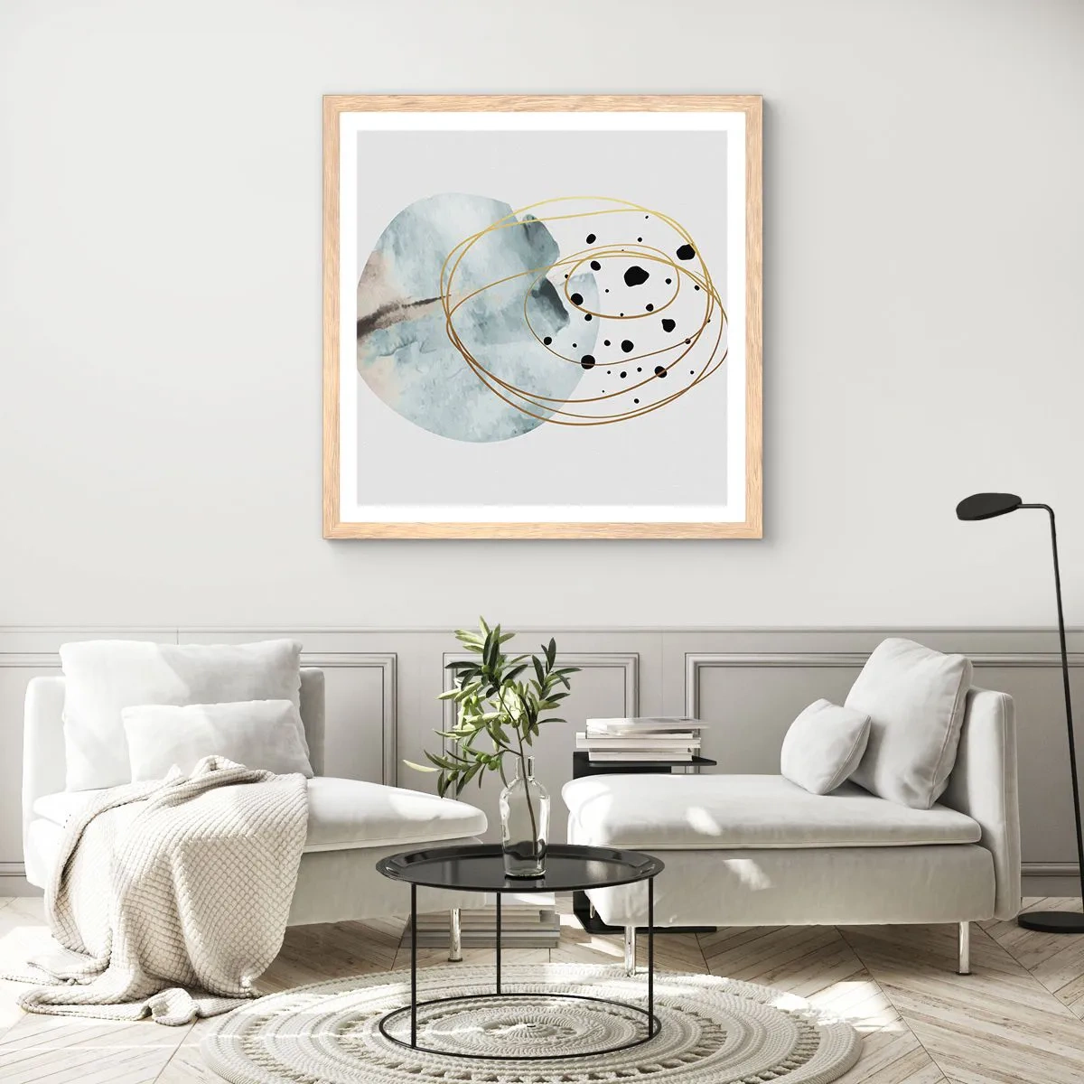 Plakát v rámu světlý dub - V objetí prostoru - 60x60 cm