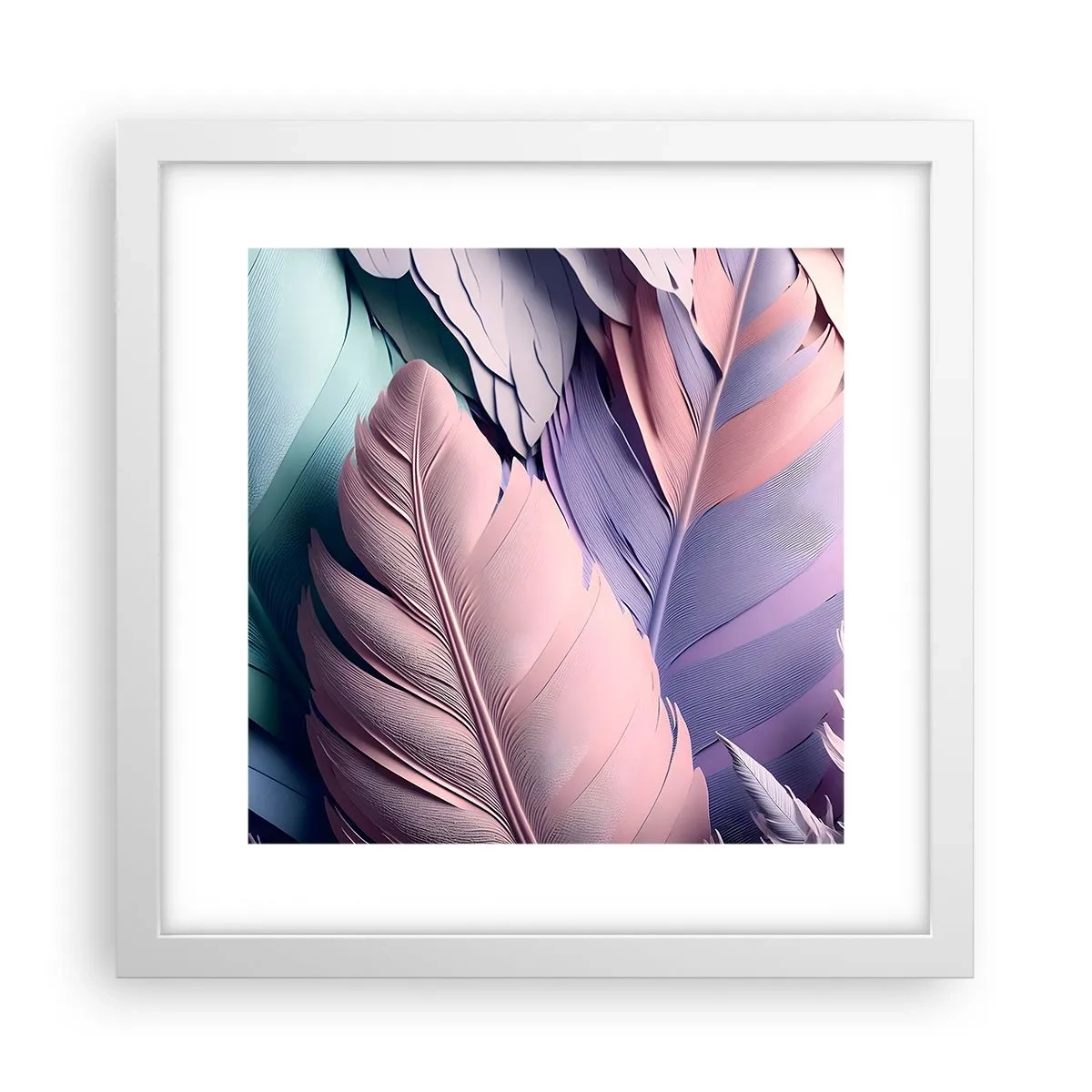 Plakát v bílém rámu - Ptačí styl - 30x30 cm